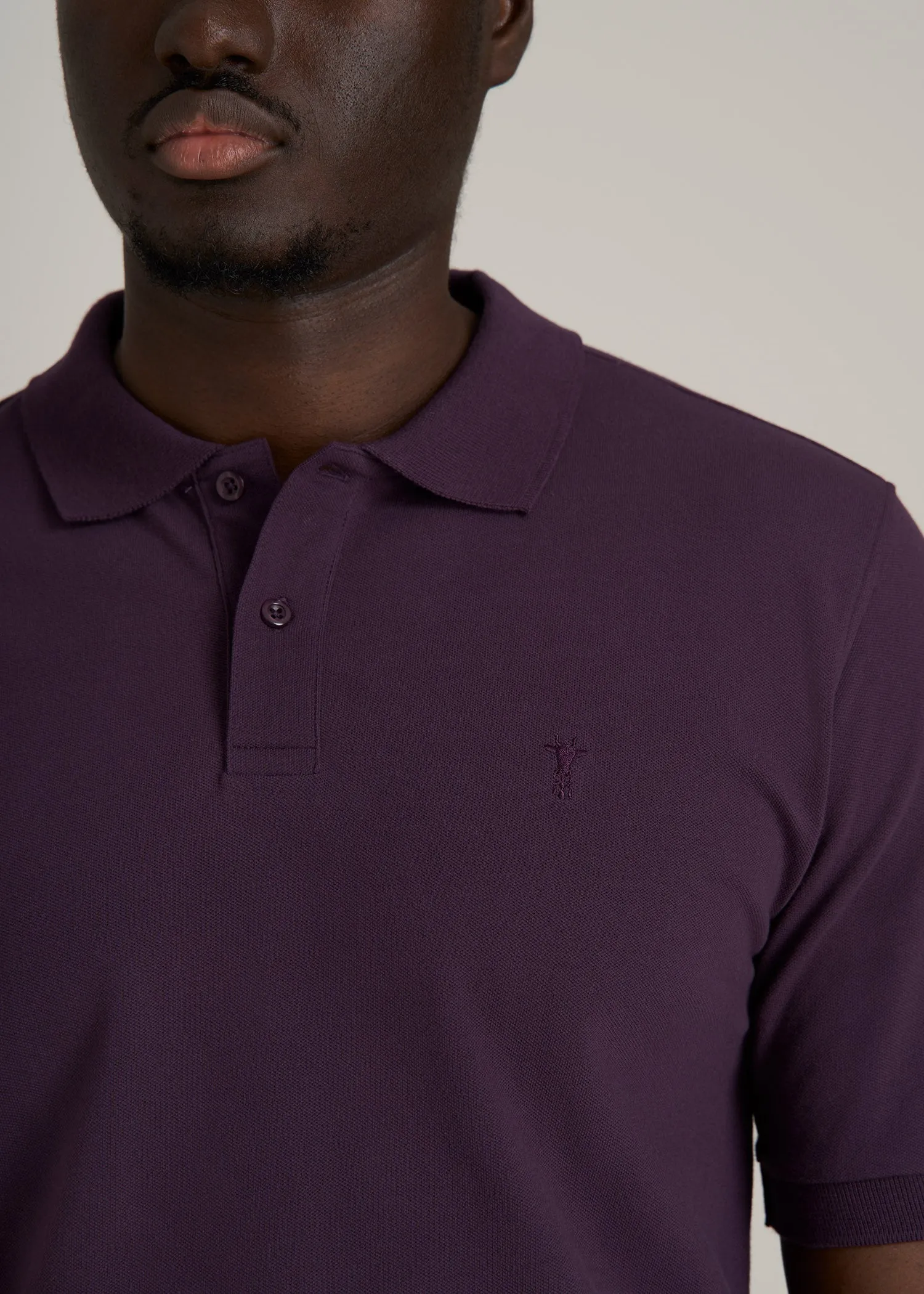 Men's Tall Classic Polo with Embroidered Logo in Midnight Plum sold by American Tall product image thumbnail 2