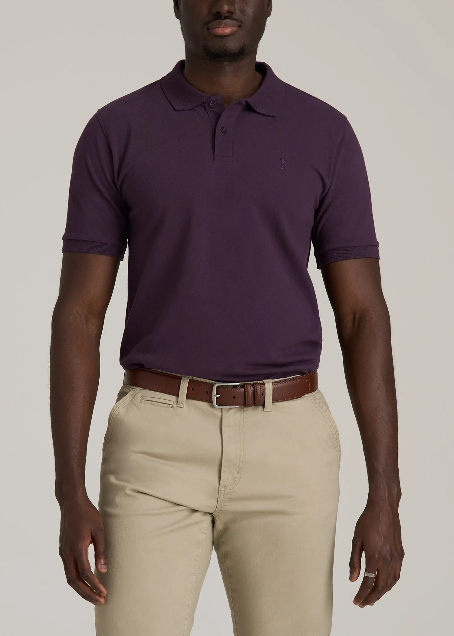 Men's Tall Classic Polo with Embroidered Logo in Midnight Plum sold by American Tall