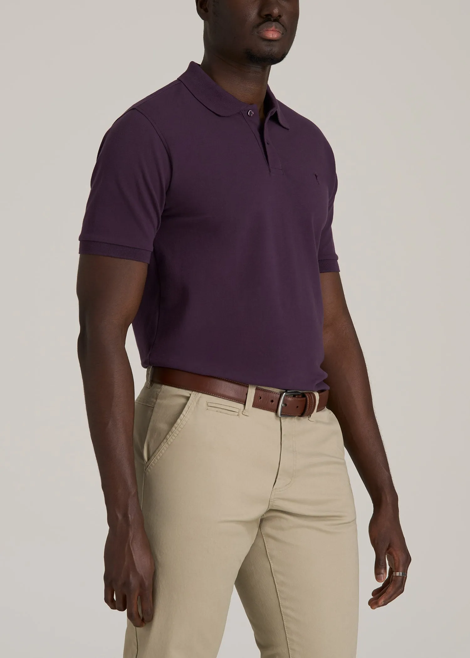 Men's Tall Classic Polo with Embroidered Logo in Midnight Plum sold by American Tall product image thumbnail 3