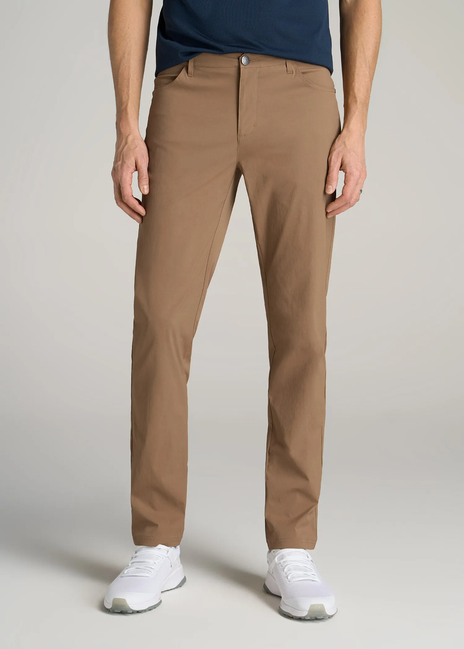 TAPERED-FIT Traveler Pants for Tall Men in Russet Brown sold by American Tall