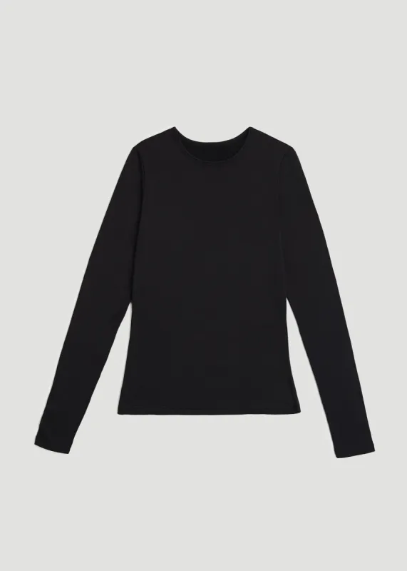 Base Layer Long Sleeve Shirt for Tall Women in Black sold by American Tall