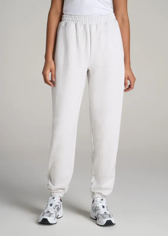 Wearever Oversized French Terry Joggers for Tall Women in Heather Cloud White sold by American Tall