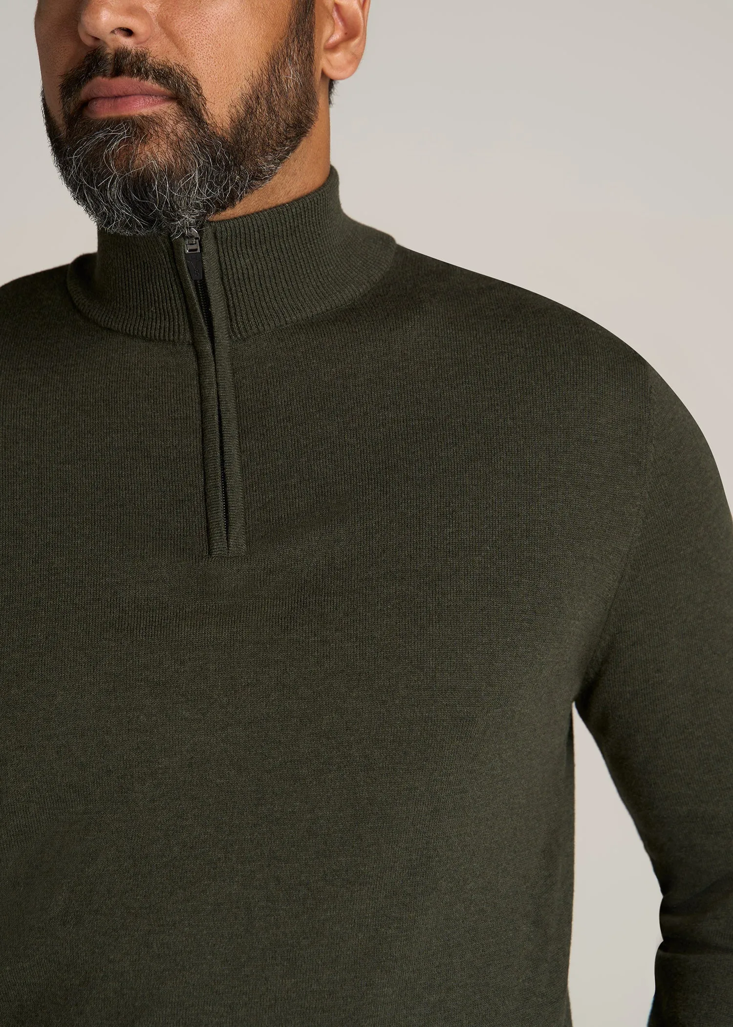 Everyday Quarter-Zip Tall Men's Sweater in Dark Olive Green sold by American Tall product image thumbnail 2
