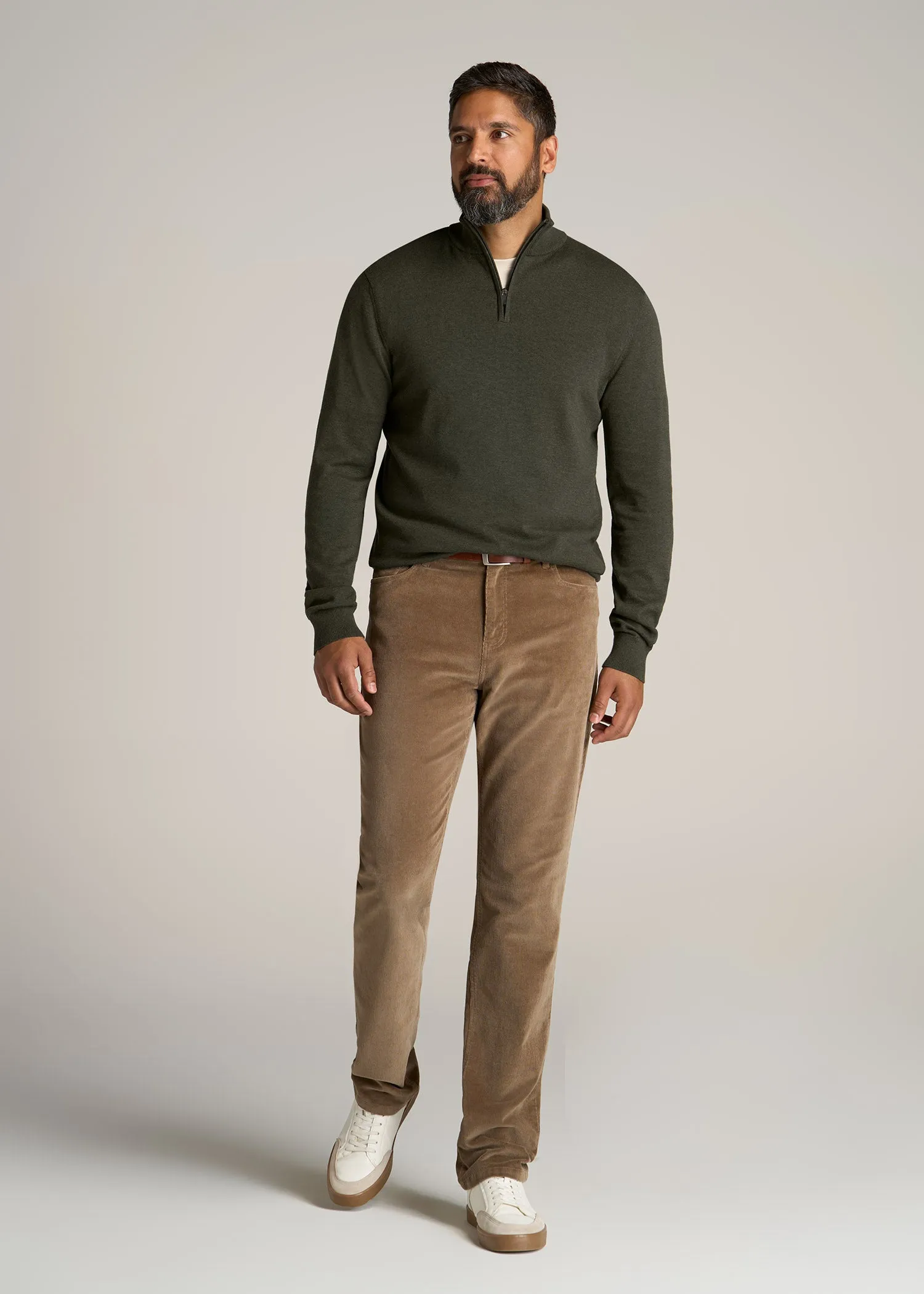 Everyday Quarter-Zip Tall Men's Sweater in Dark Olive Green sold by American Tall product image thumbnail 4