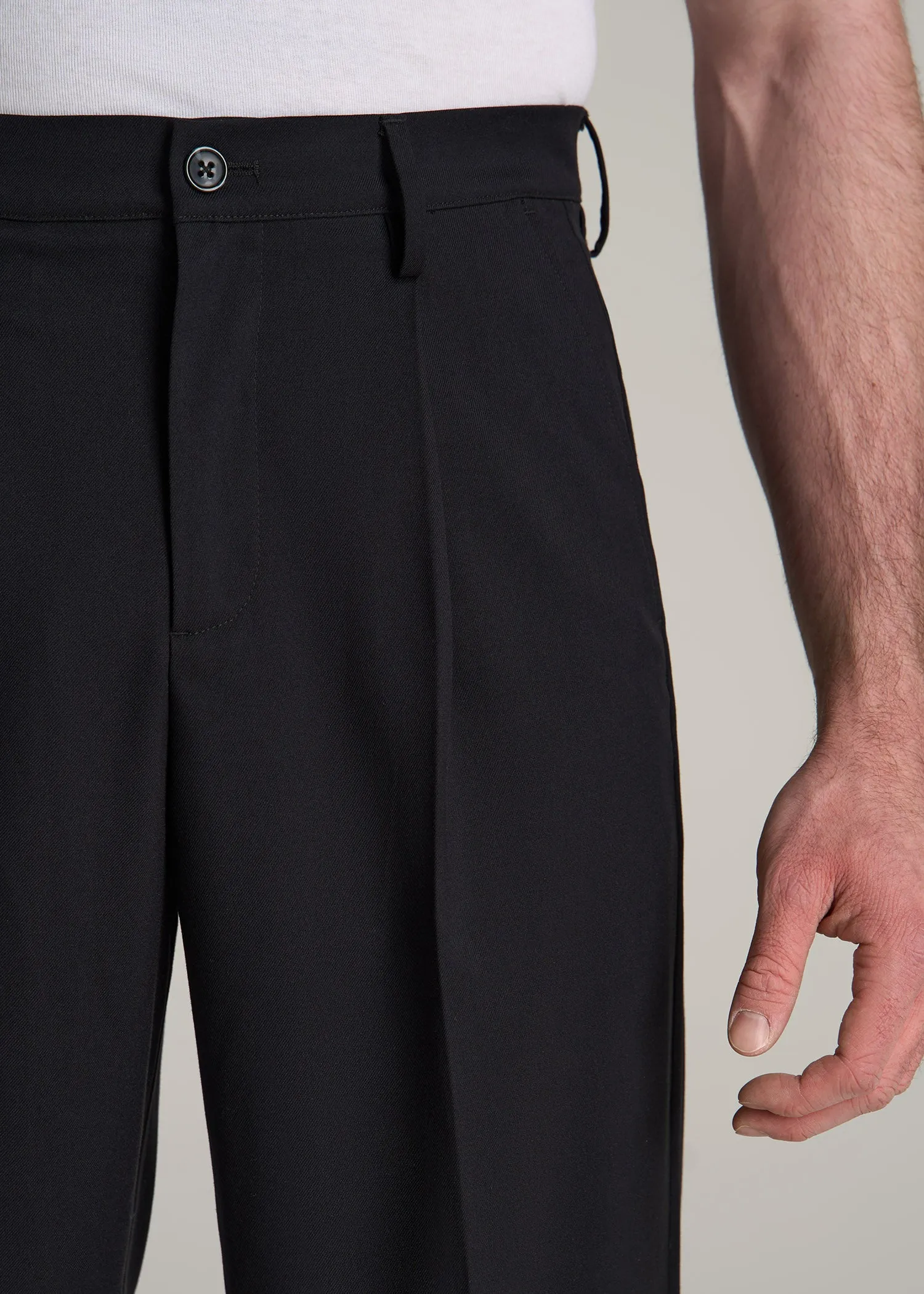 Relaxed Pleated Trousers for Tall Men in Black sold by American Tall product image thumbnail 2
