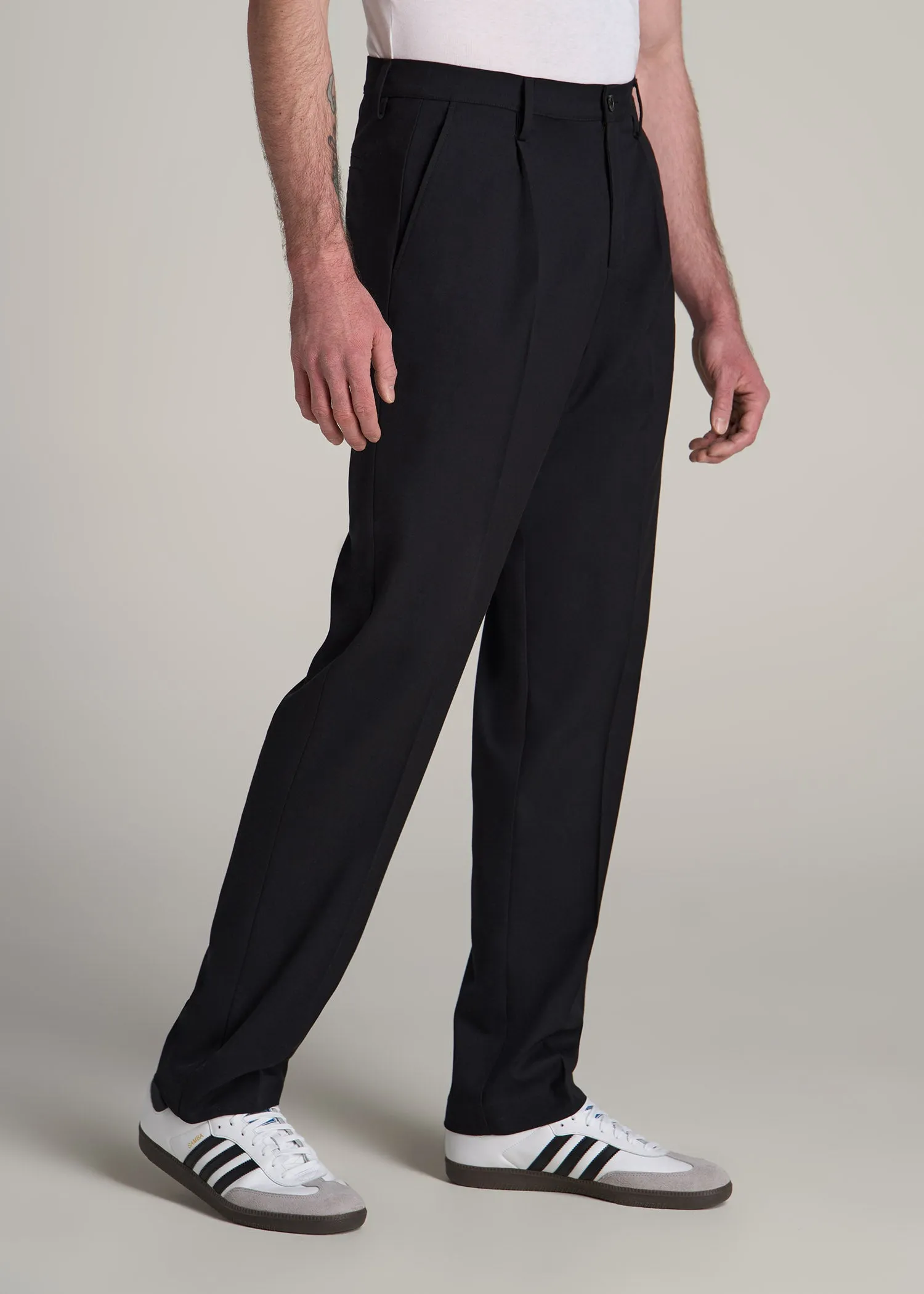 Relaxed Pleated Trousers for Tall Men in Black sold by American Tall product image thumbnail 3