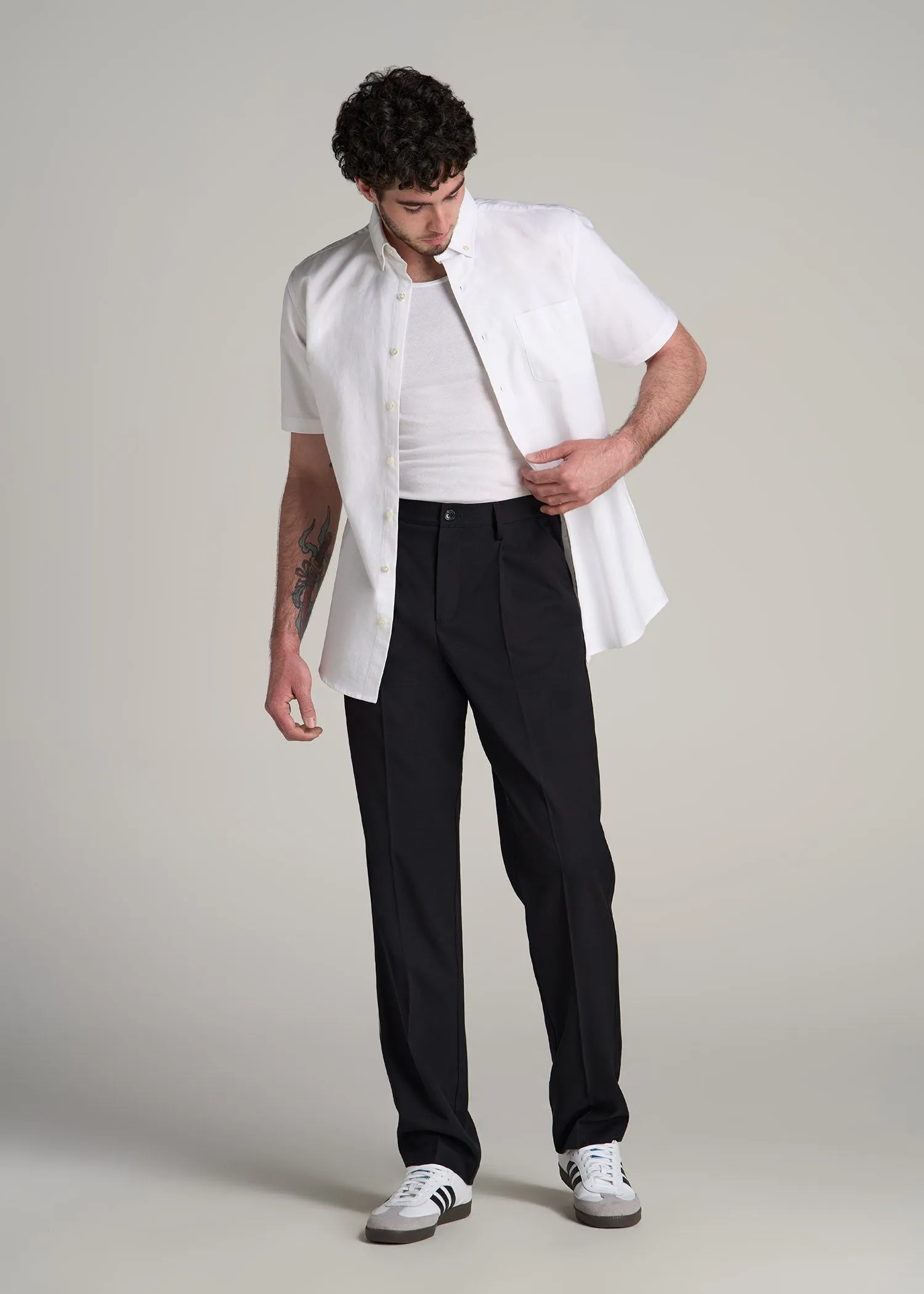 Relaxed Pleated Trousers for Tall Men in Black sold by American Tall product image thumbnail 4