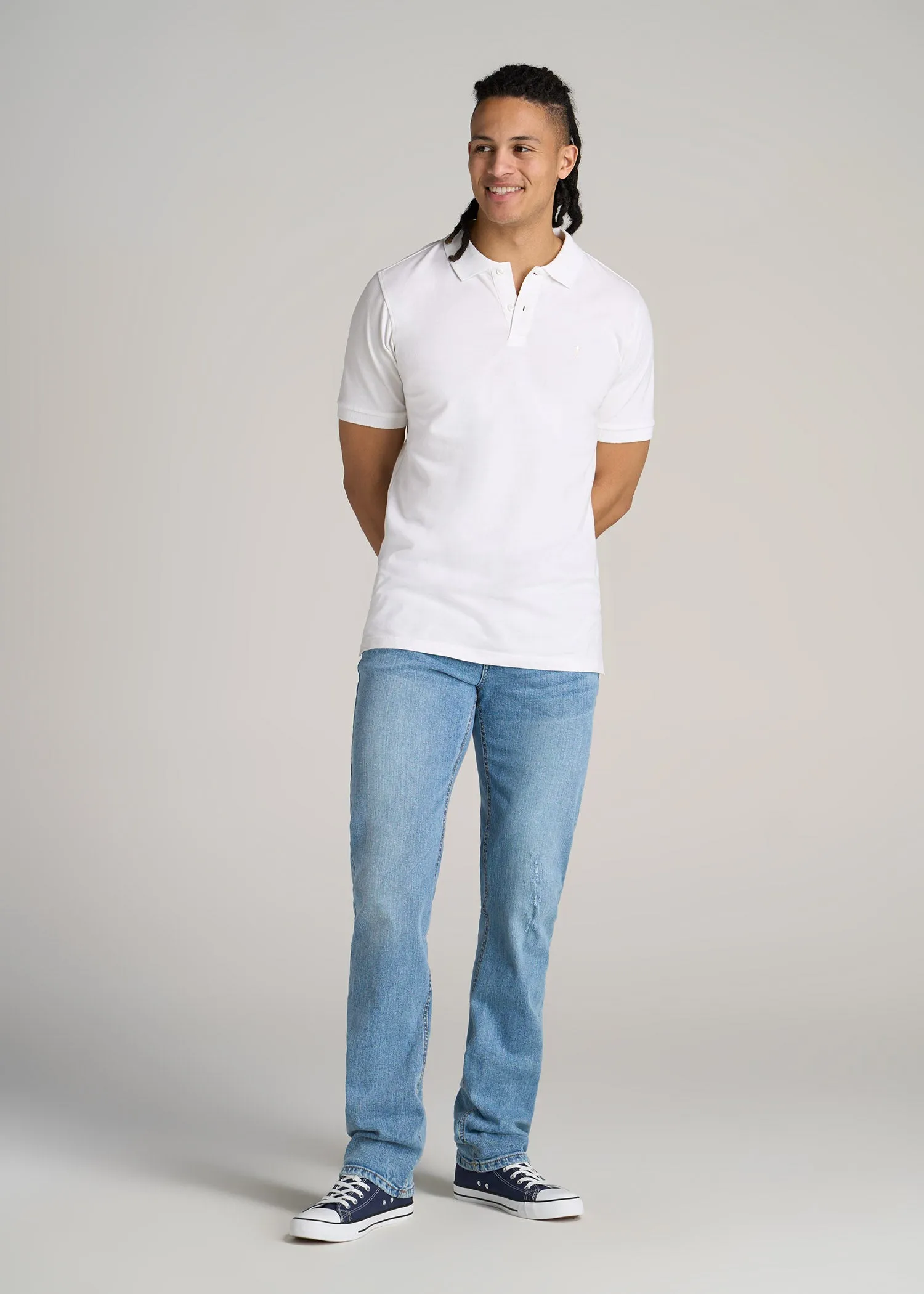 Classic Polo with Embroidered Logo for Tall Men in Bright White sold by American Tall product image thumbnail 4