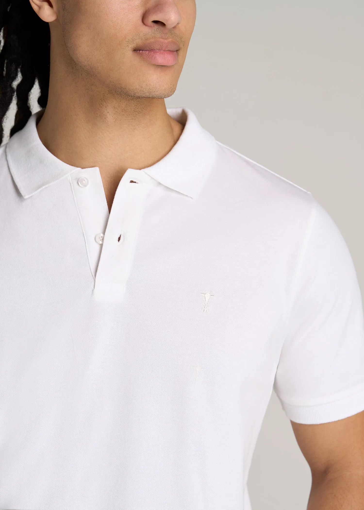 Classic Polo with Embroidered Logo for Tall Men in Bright White sold by American Tall product image thumbnail 2