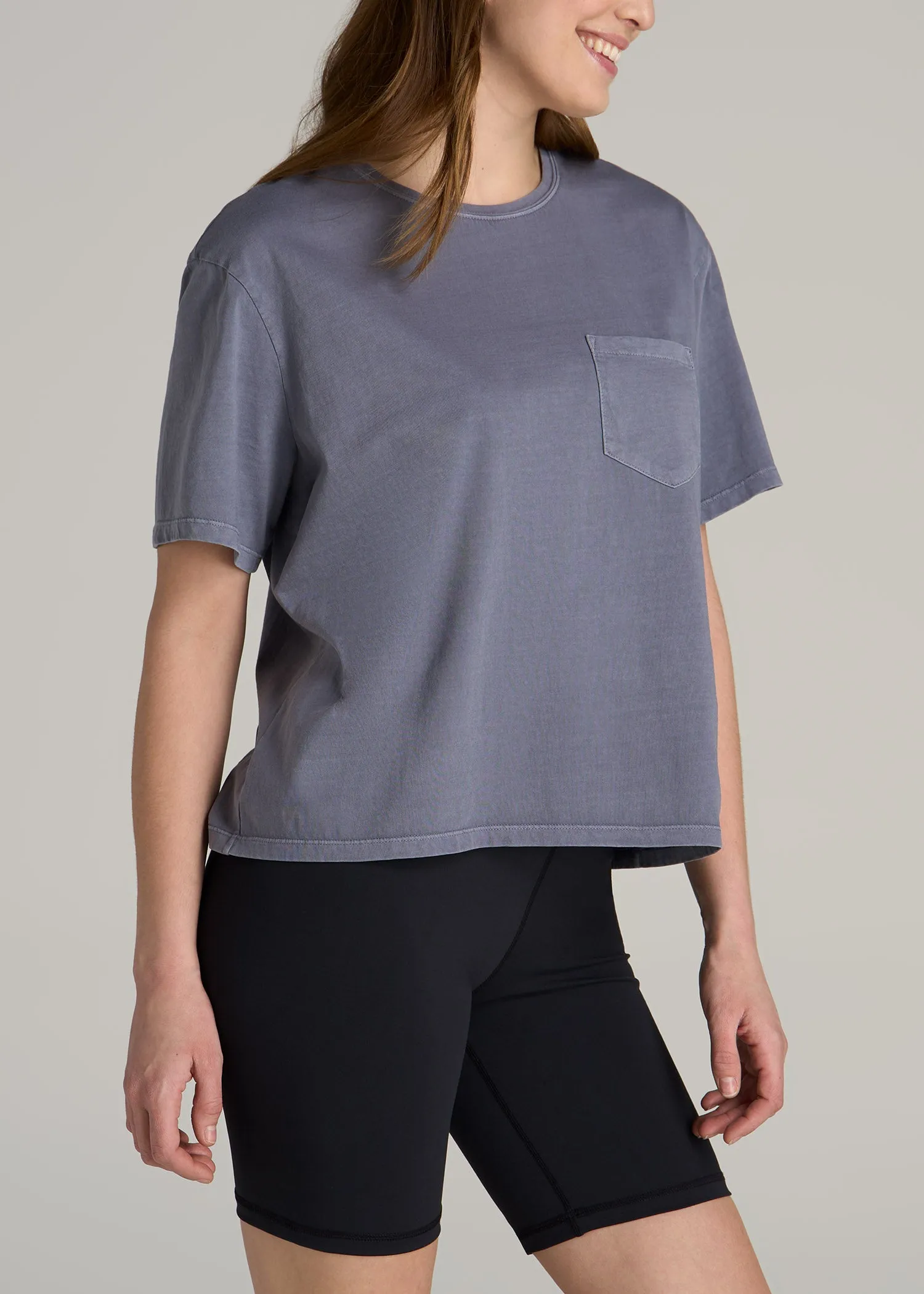 Boxy Short Sleeve T-Shirt for Tall Women in Skyline Grey sold by American Tall product image thumbnail 3