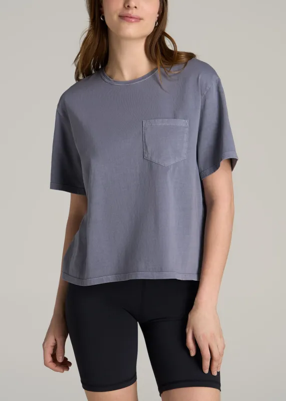Boxy Short Sleeve T-Shirt for Tall Women in Skyline Grey sold by American Tall
