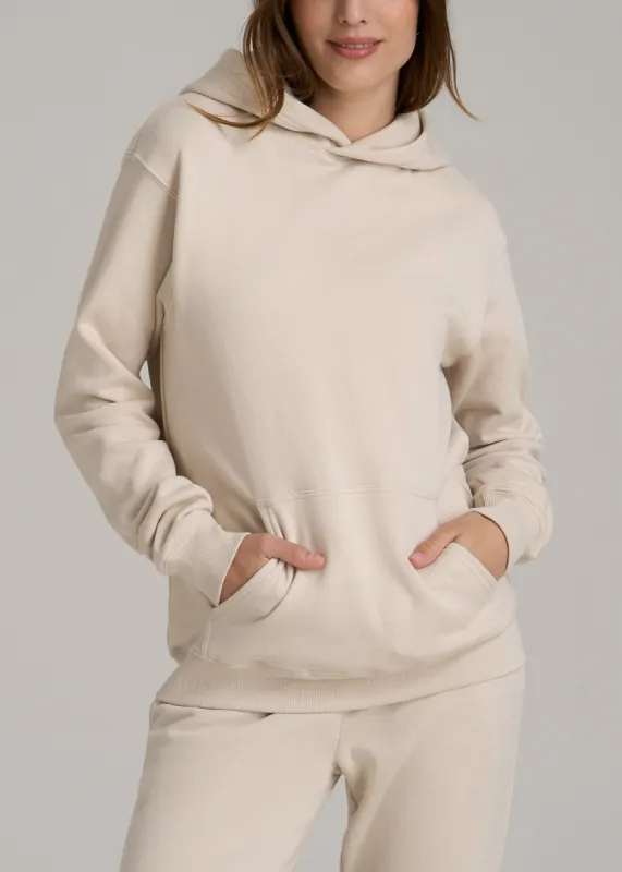 Wearever Fleece Relaxed Fit Women's Tall Hoodie in Light Stone sold by American Tall