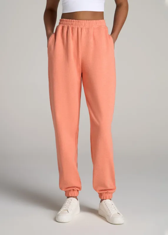 Wearever Oversized French Terry Joggers for Tall Women in Apricot Crush Mix sold by American Tall