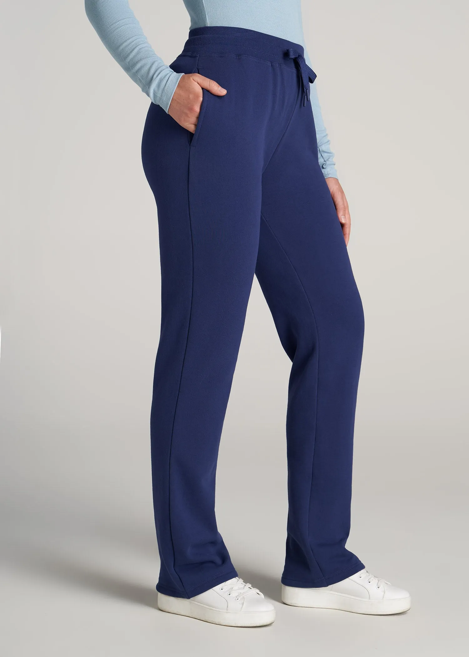 Wearever Fleece Open-Bottom Sweatpants for Tall Women in Midnight Blue sold by American Tall product image thumbnail 3