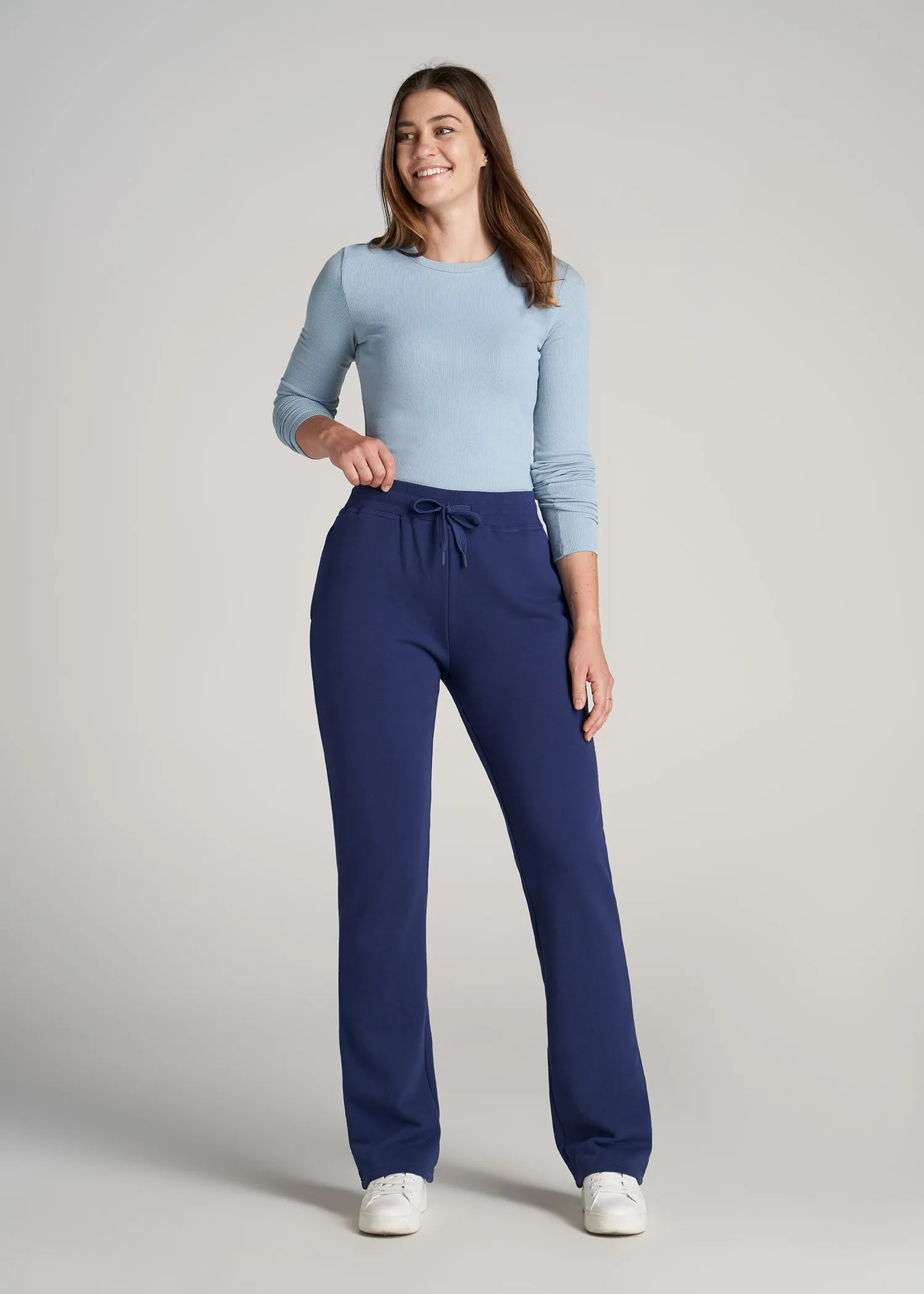 Wearever Fleece Open-Bottom Sweatpants for Tall Women in Midnight Blue sold by American Tall product image thumbnail 4