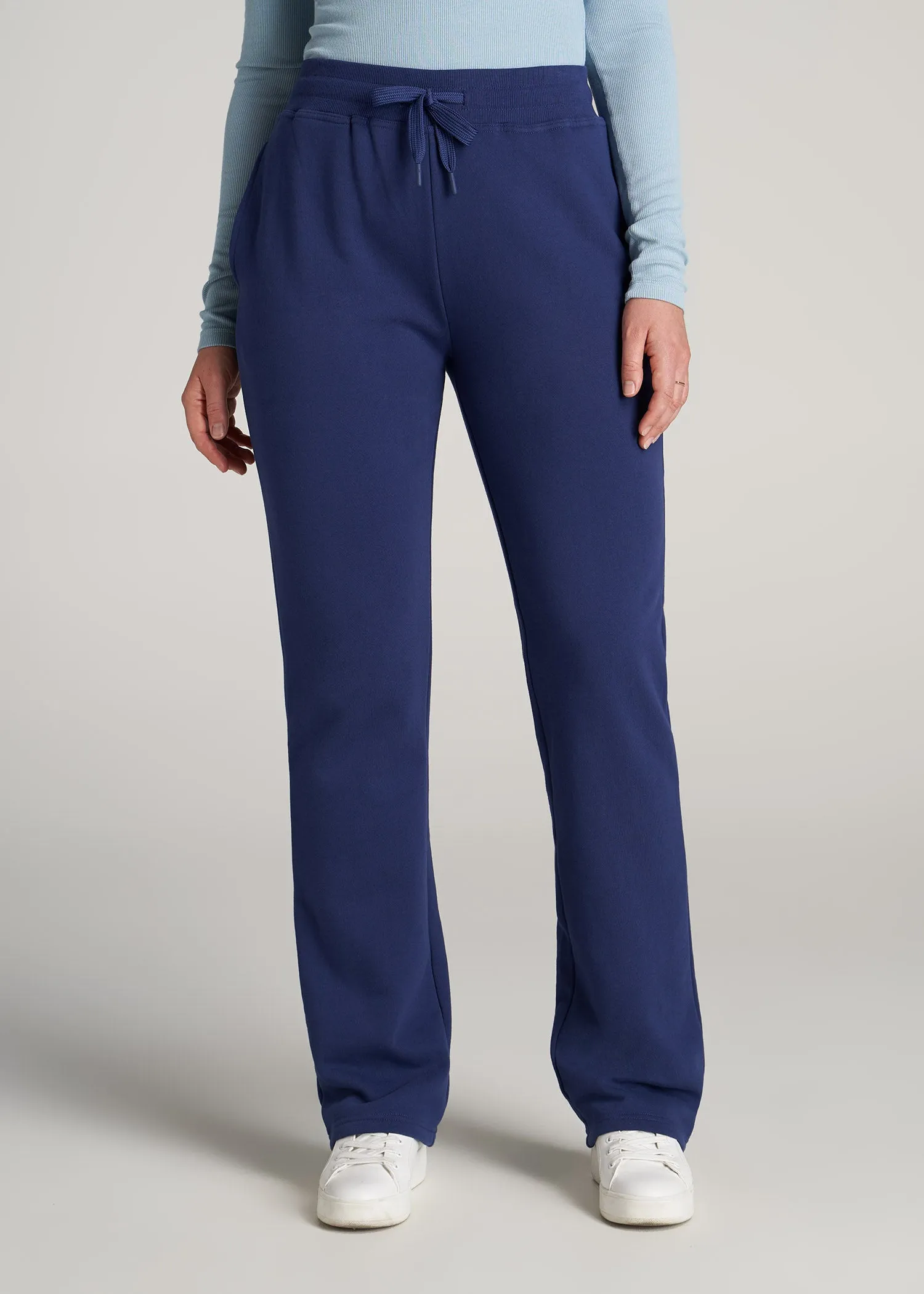 Wearever Fleece Open-Bottom Sweatpants for Tall Women in Midnight Blue sold by American Tall
