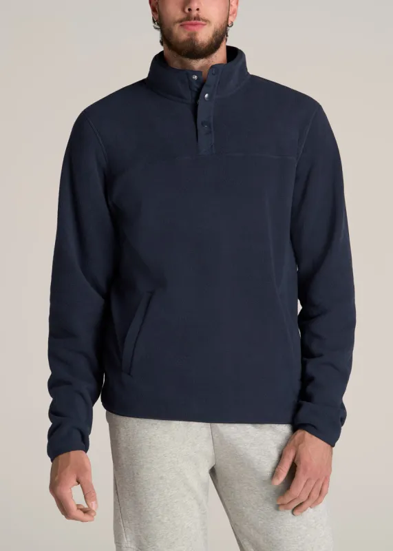 Polar Fleece 3-Snap Pullover Sweatshirt for Tall Men in Regal Blue sold by American Tall