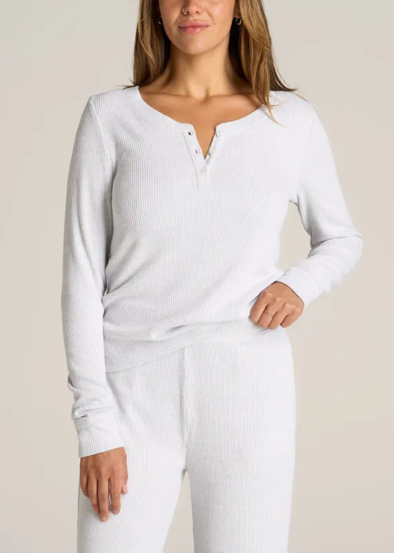 Ribbed Henley Lounge Top for Tall Women in Fog Grey Mix made by American Tall