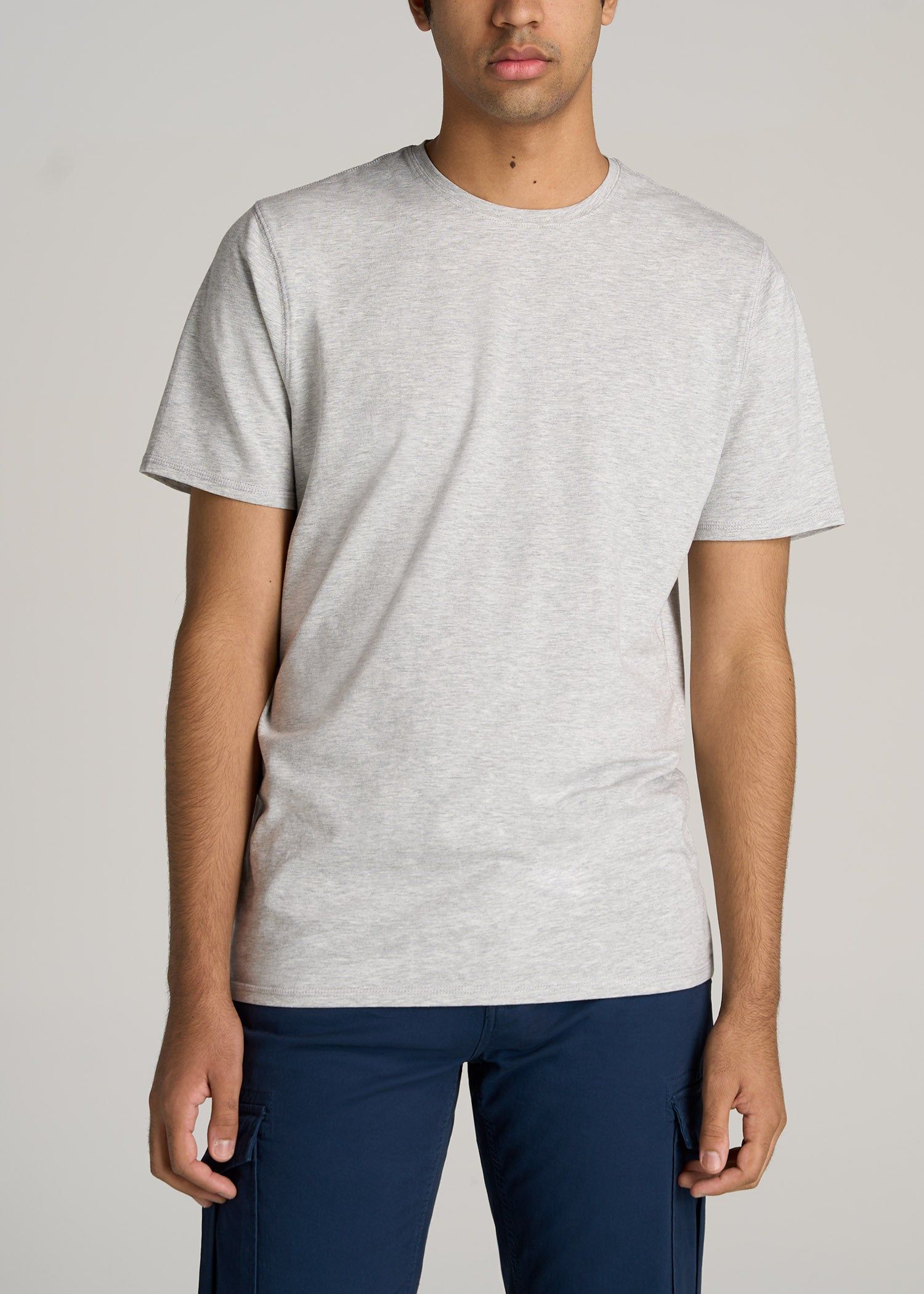 The Essential REGULAR-FIT Crew-Neck Men's Tall Tees in Grey Mix sold by American Tall