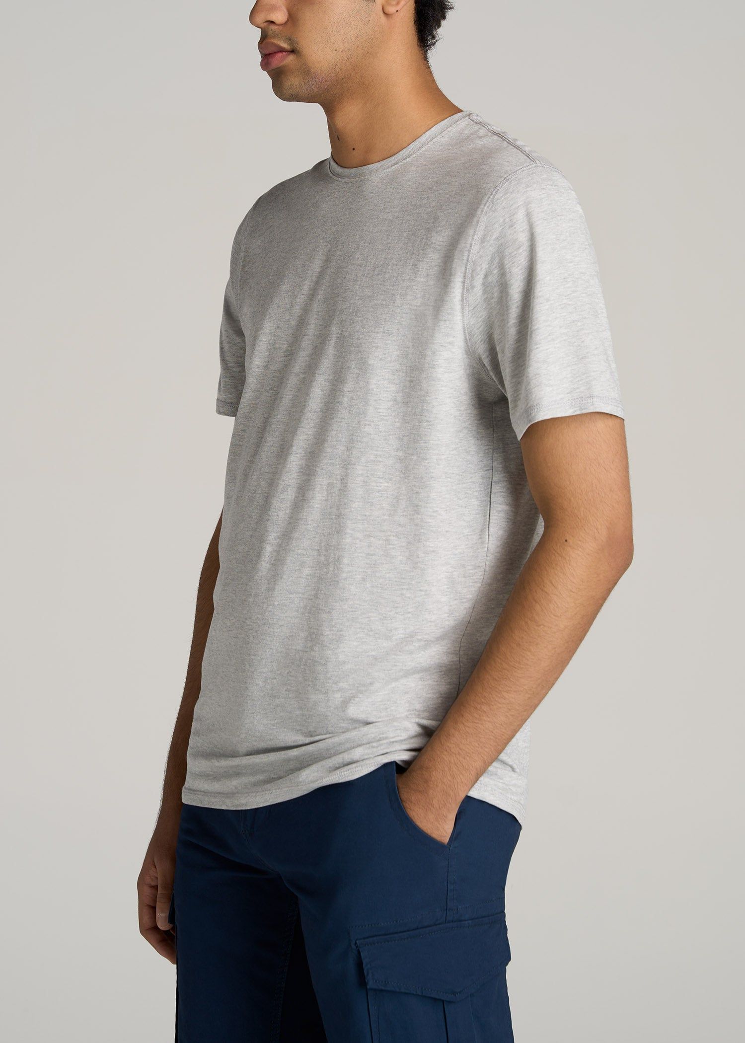 The Essential REGULAR-FIT Crew-Neck Men's Tall Tees in Grey Mix sold by American Tall product image thumbnail 3