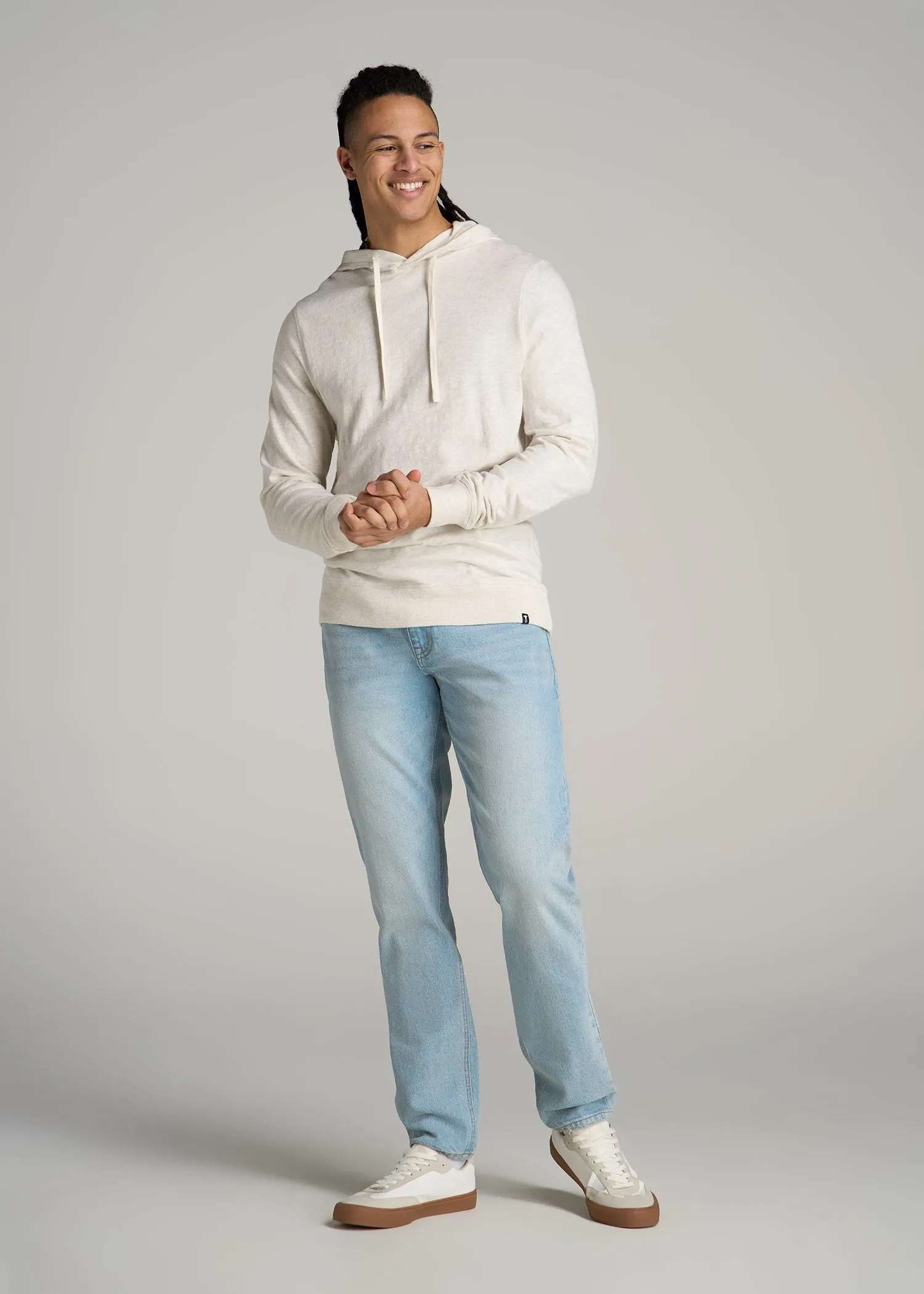 Sunwashed Slub Pullover Hoodie for Tall Men in Heathered Oatmeal sold by American Tall product image thumbnail 4