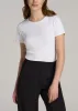 Short Sleeve Crew Neck Ribbed T-Shirt for Tall Women in Bright White sold by American Tall