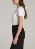 Short Sleeve Crew Neck Ribbed T-Shirt for Tall Women in Bright White sold by American Tall