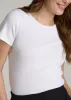 Short Sleeve Crew Neck Ribbed T-Shirt for Tall Women in Bright White sold by American Tall