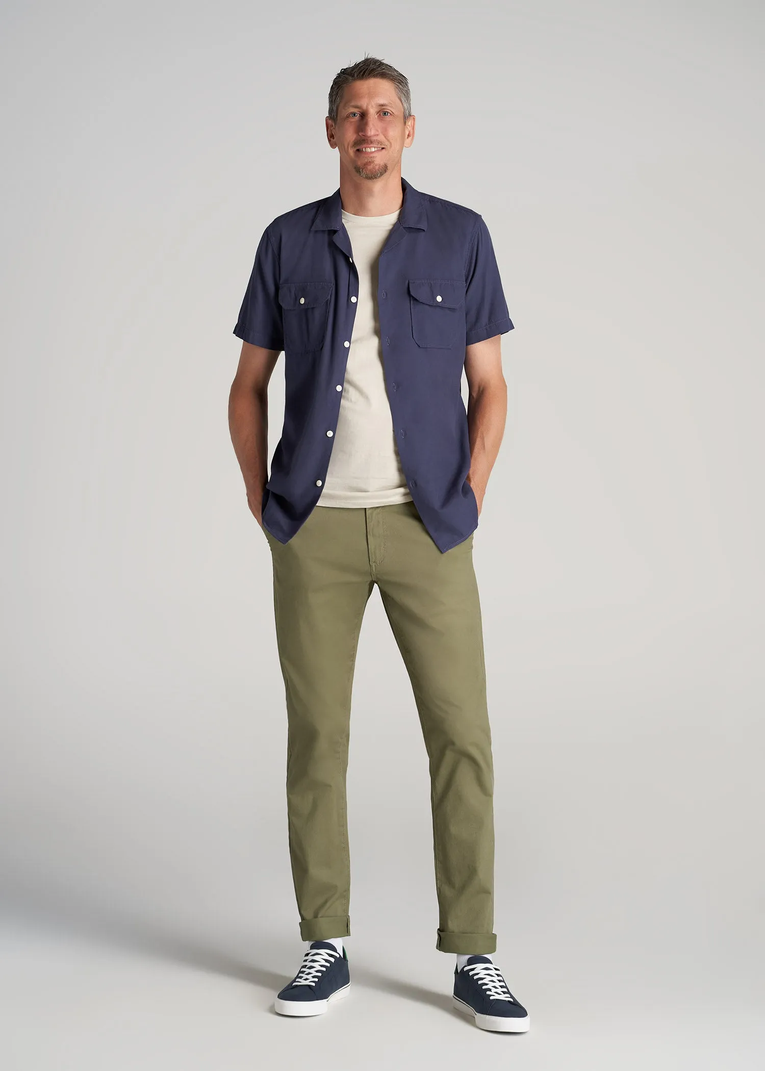 Carman TAPERED Chinos for Tall Men in Fatigue Green sold by American Tall product image thumbnail 5