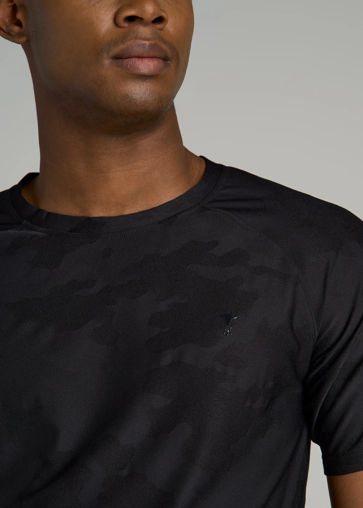 Jacquard Training T-Shirt for Tall Men in Black sold by American Tall product image thumbnail 2