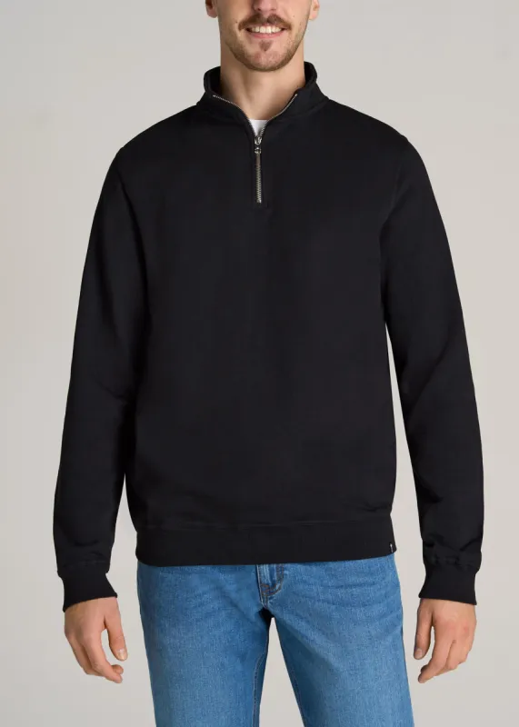 Wearever Fleece Quarter-Zip Sweatshirt for Tall Men in Black sold by American Tall