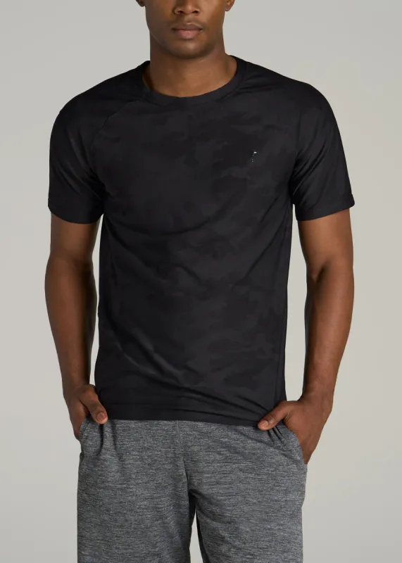 Jacquard Training T-Shirt for Tall Men in Black sold by American Tall