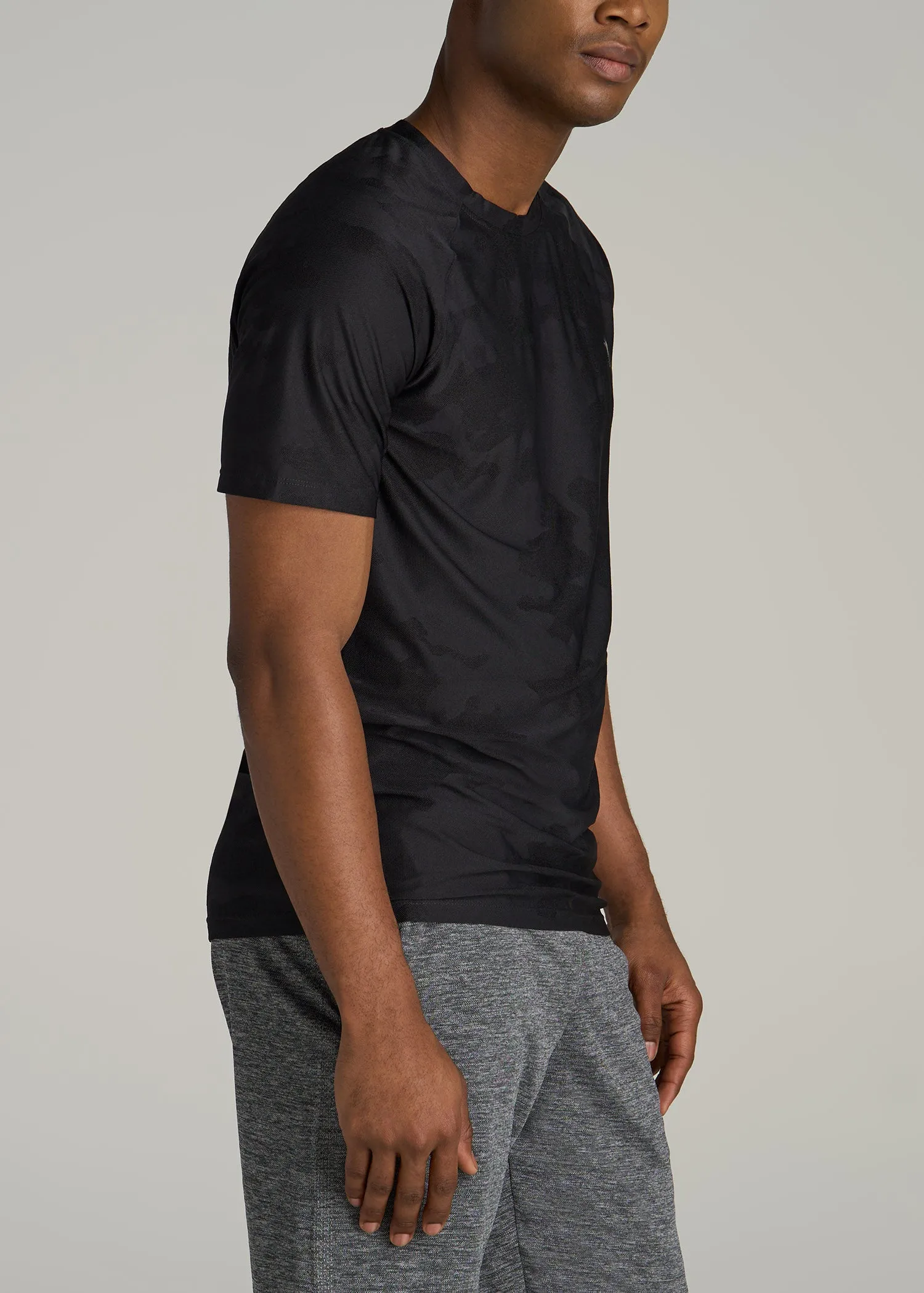 Jacquard Training T-Shirt for Tall Men in Black sold by American Tall product image thumbnail 3