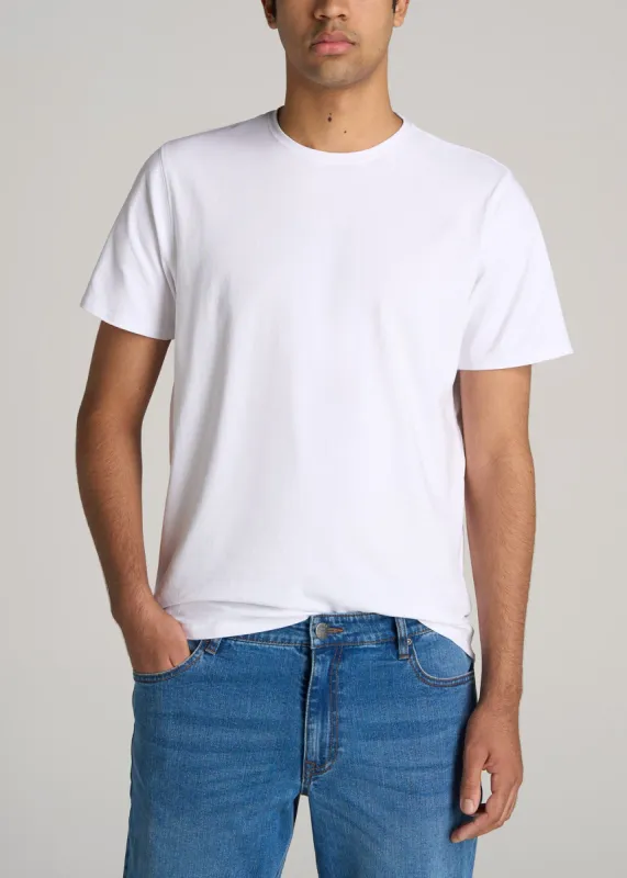 The Essential REGULAR-FIT Crew-Neck Men's Tall Tees in White sold by American Tall