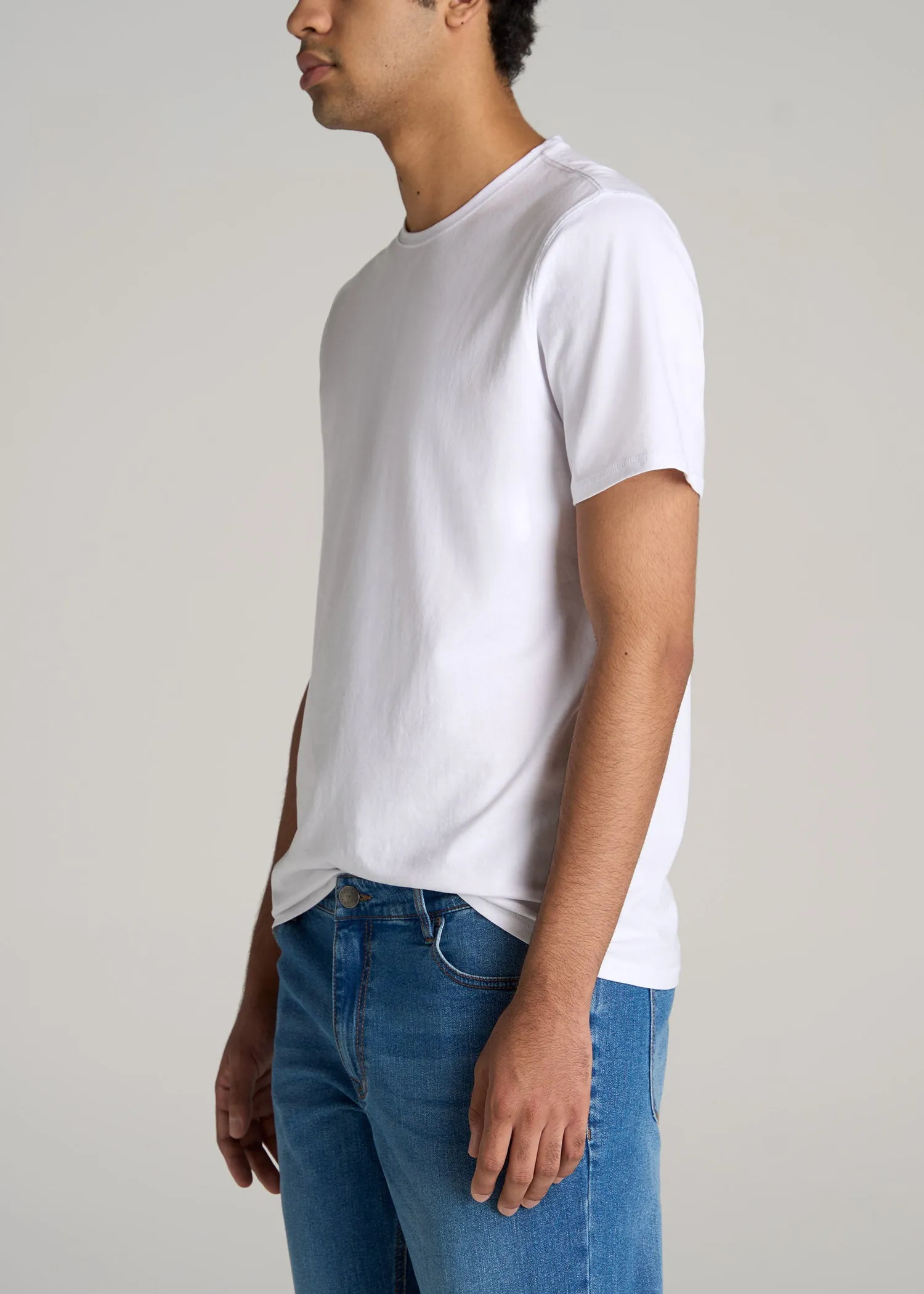 The Essential REGULAR-FIT Crew-Neck Men's Tall Tees in White sold by American Tall product image thumbnail 3