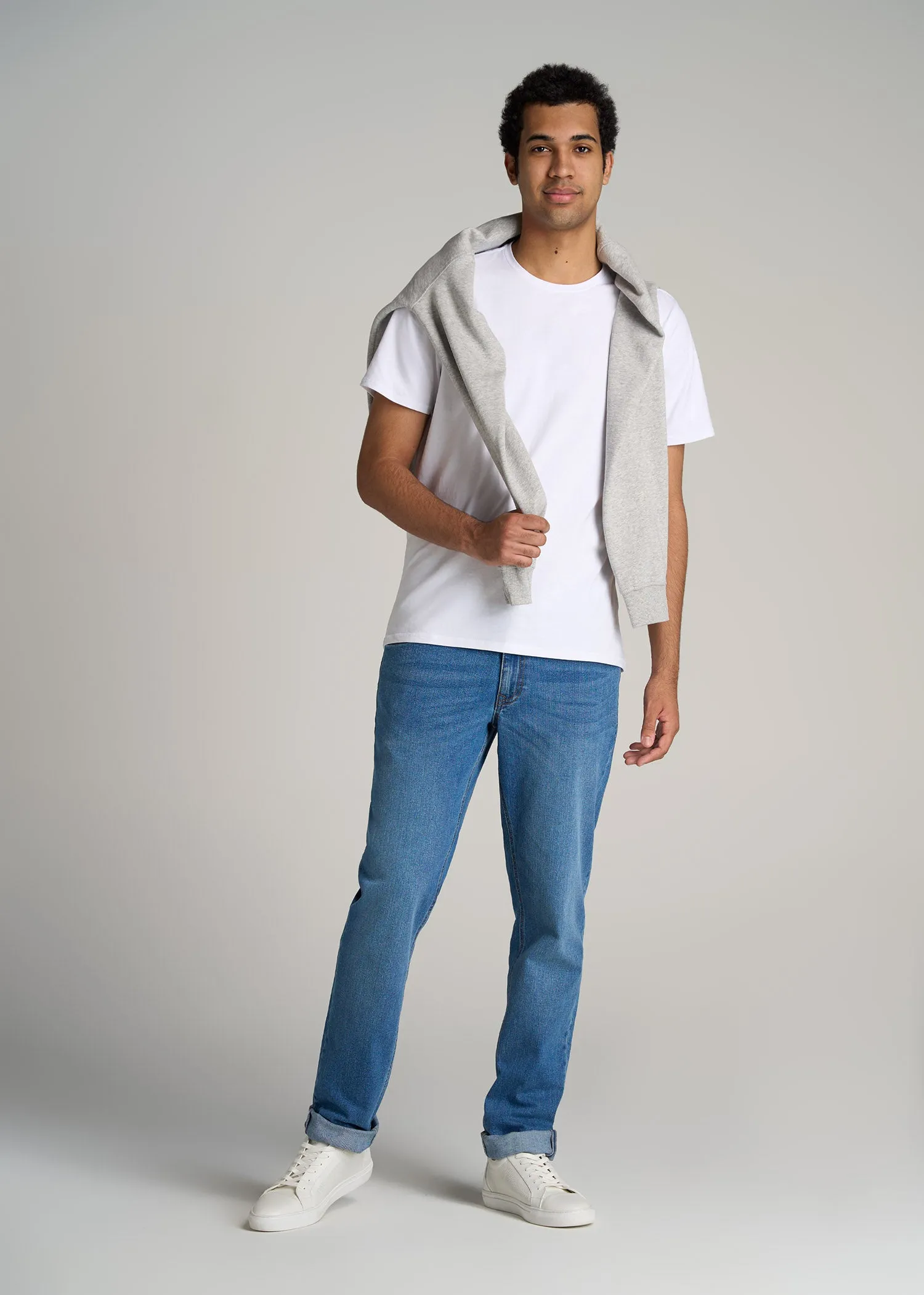 The Essential REGULAR-FIT Crew-Neck Men's Tall Tees in White sold by American Tall product image thumbnail 4