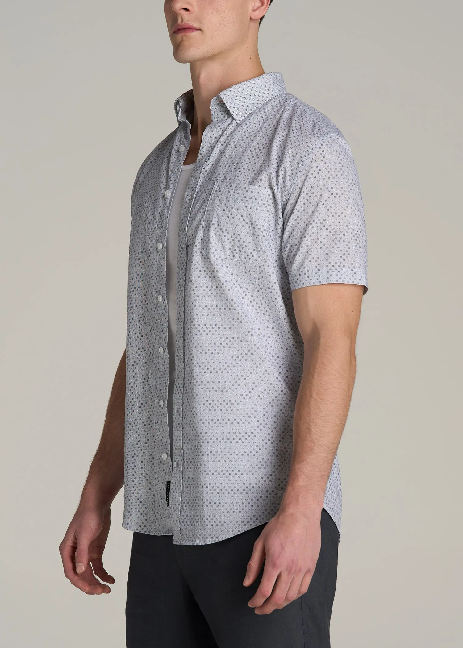 Short Sleeve Shirt for Tall Men in Navy Pindot sold by American Tall product image thumbnail 3