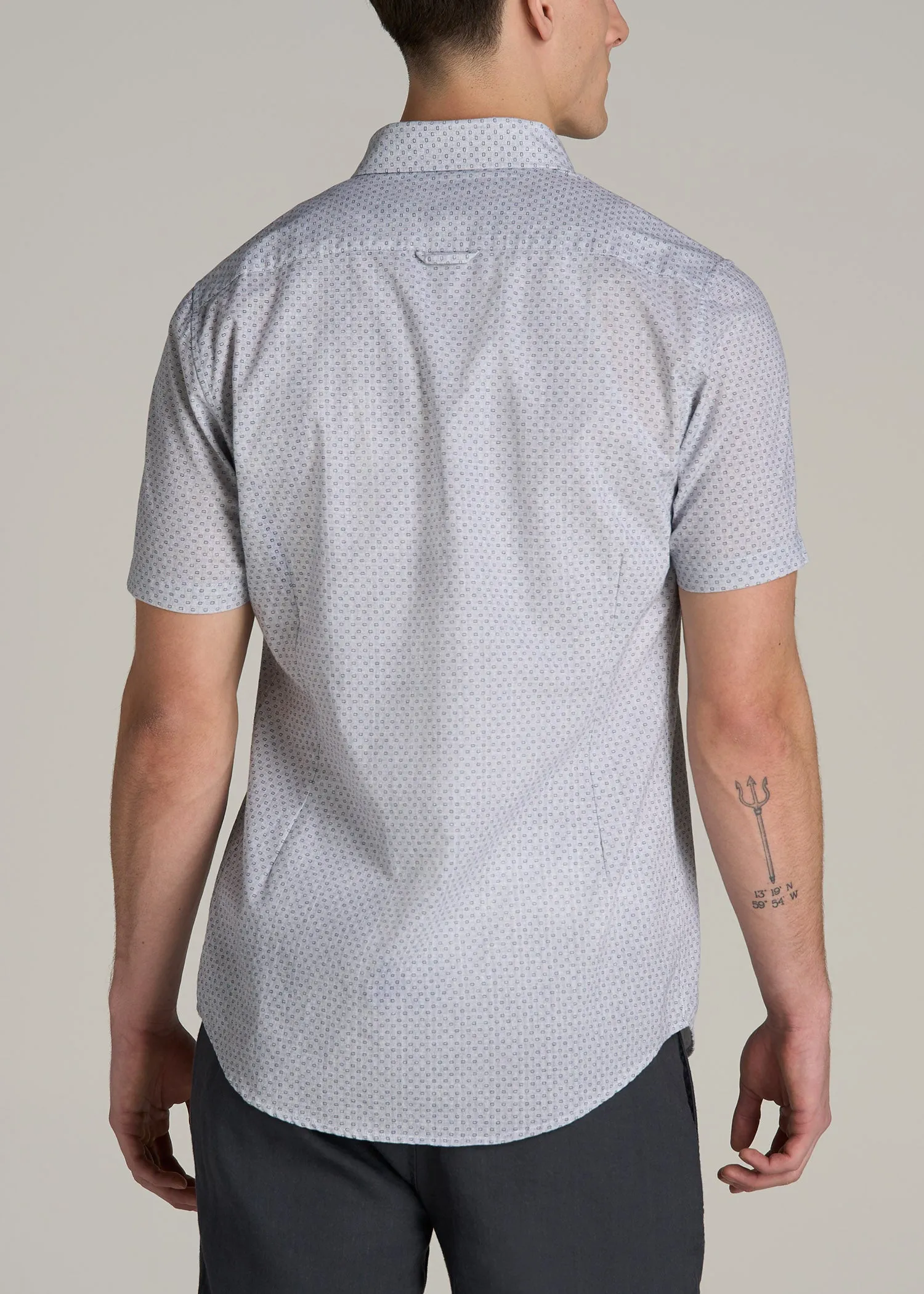 Short Sleeve Shirt for Tall Men in Navy Pindot sold by American Tall product image thumbnail 5