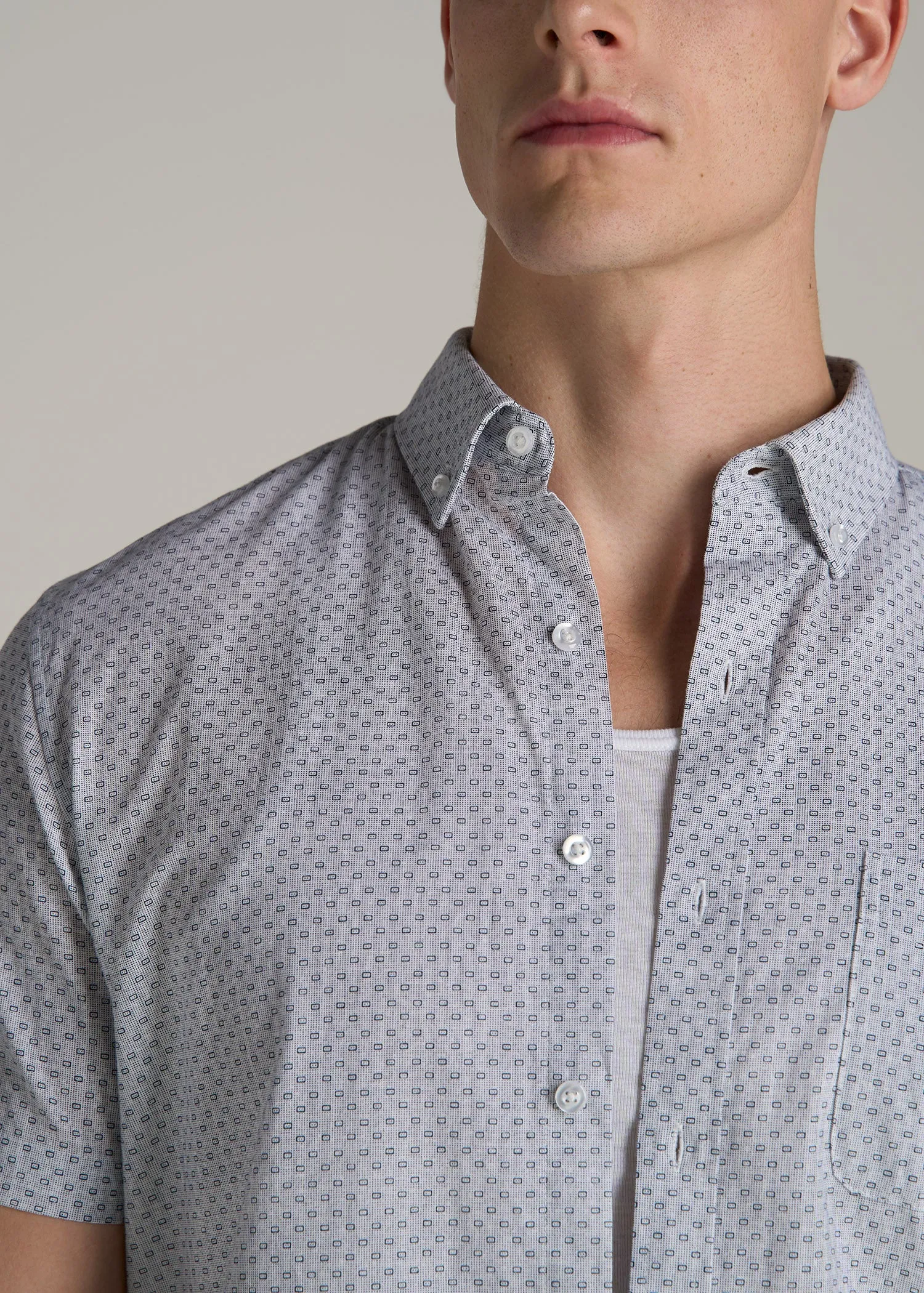 Short Sleeve Shirt for Tall Men in Navy Pindot sold by American Tall product image thumbnail 2
