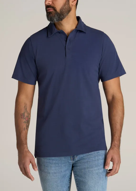 LJ&S Ultra Soft Short Sleeve Cotton Polo for Tall Men in Vintage Midnight Navy sold by American Tall