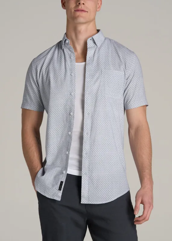 Short Sleeve Shirt for Tall Men in Navy Pindot sold by American Tall