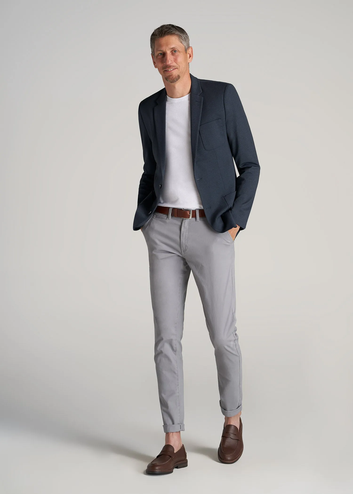 Carman TAPERED Chinos in Pebble Grey - Pants for Tall Men sold by American Tall product image thumbnail 4