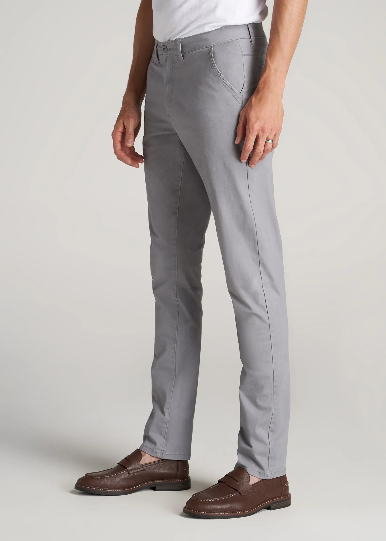 Carman TAPERED Chinos in Pebble Grey - Pants for Tall Men sold by American Tall product image thumbnail 3