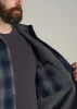 LJ&S Men's Tall Sherpa Lined Shirt Jacket in Midnight Navy & Medium Grey Plaid sold by American Tall