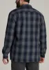 LJ&S Men's Tall Sherpa Lined Shirt Jacket in Midnight Navy & Medium Grey Plaid sold by American Tall