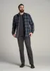 LJ&S Men's Tall Sherpa Lined Shirt Jacket in Midnight Navy & Medium Grey Plaid sold by American Tall