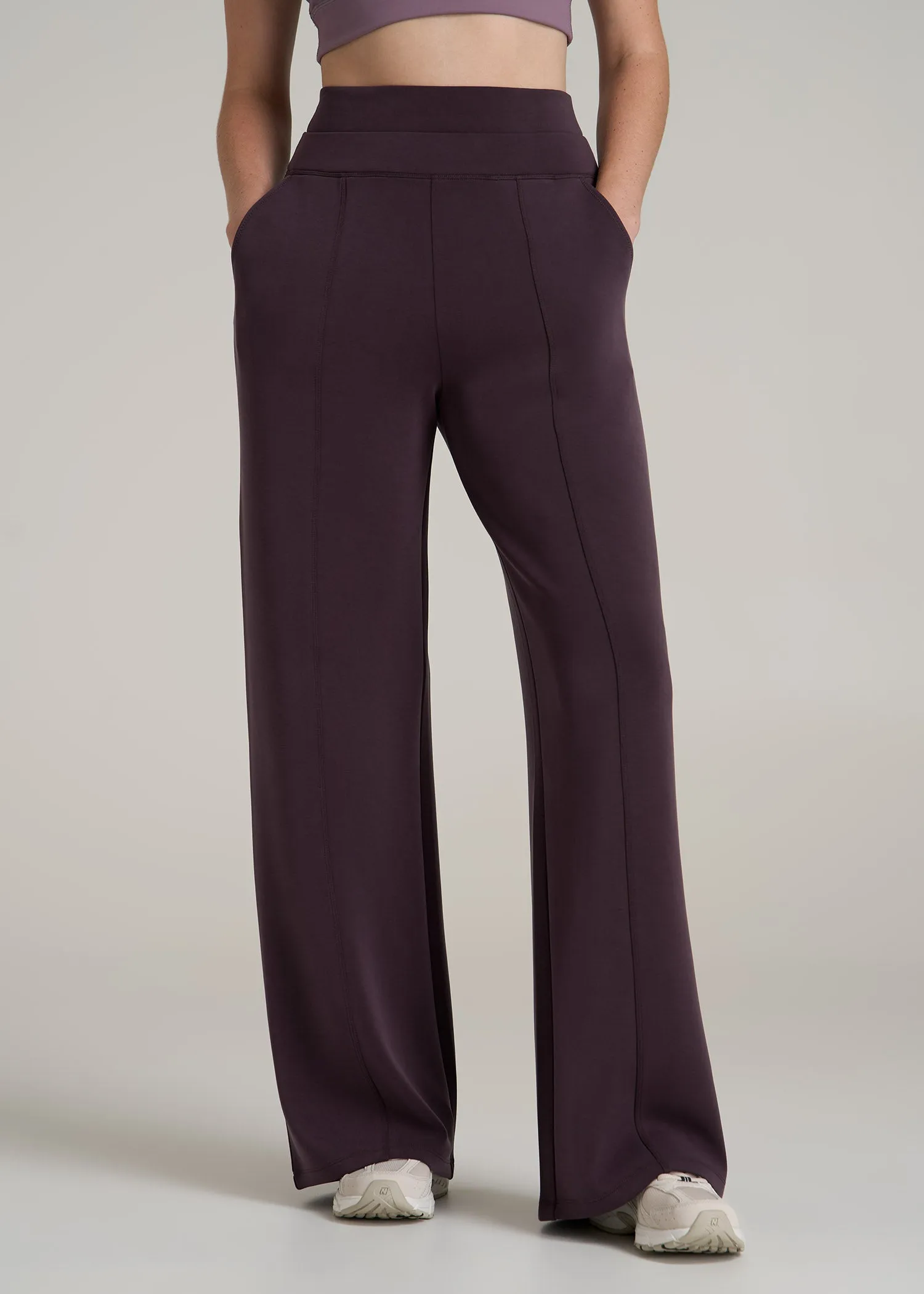 Soft Motion Wide Leg Ultra High Rise Pant for Tall Women in Deep Purple sold by American Tall