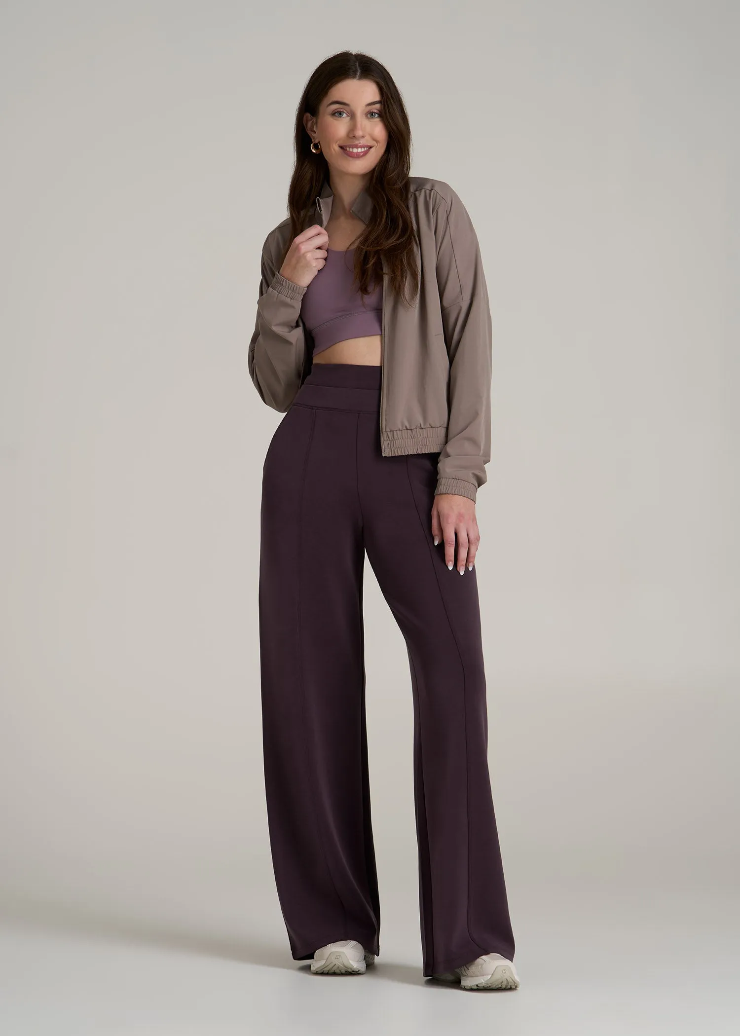 Soft Motion Wide Leg Ultra High Rise Pant for Tall Women in Deep Purple sold by American Tall product image thumbnail 4