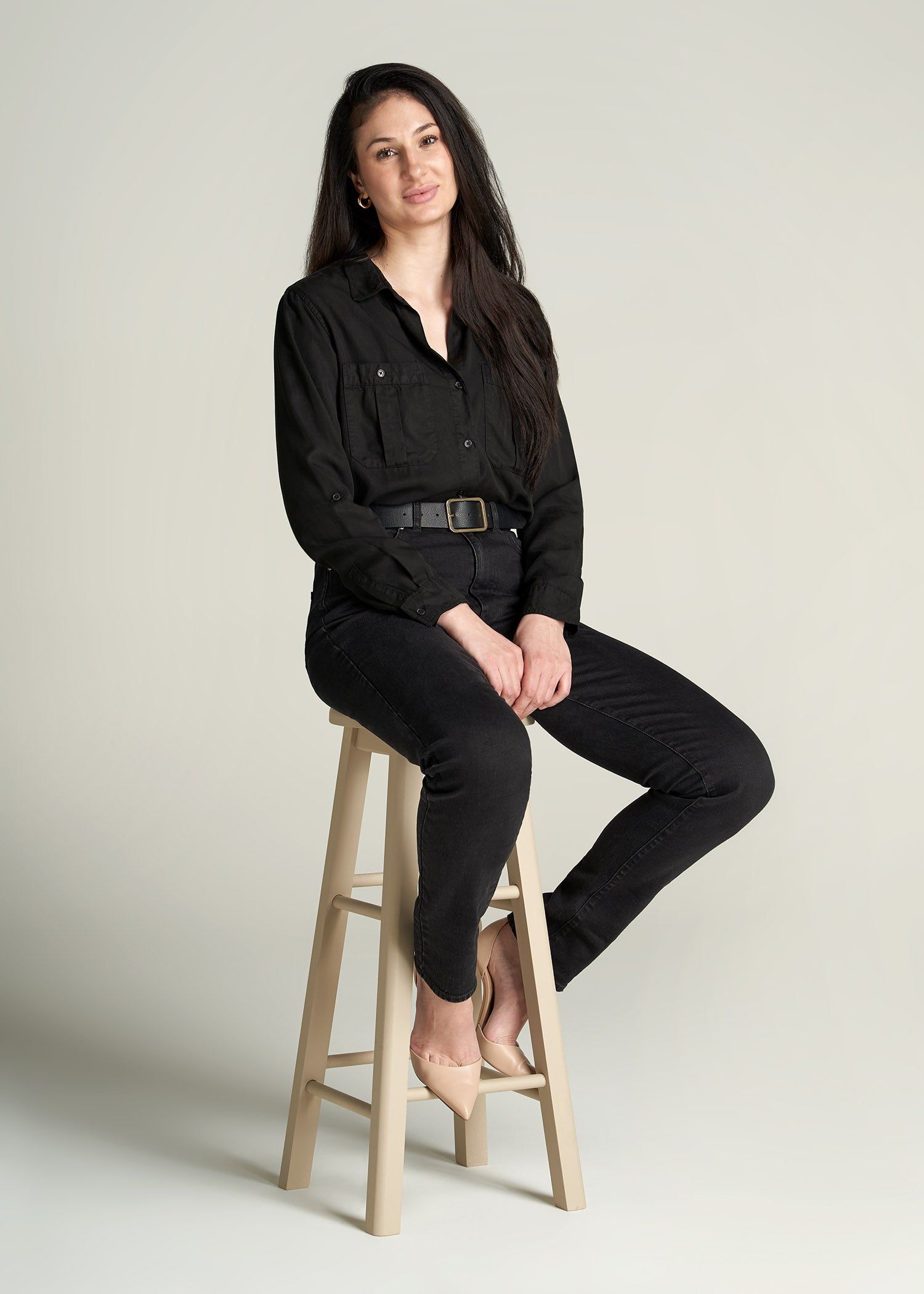 The Lola - Stretch Slim-Fit Tall High Waisted Jeans for Tall Women in Black sold by American Tall product image thumbnail 4