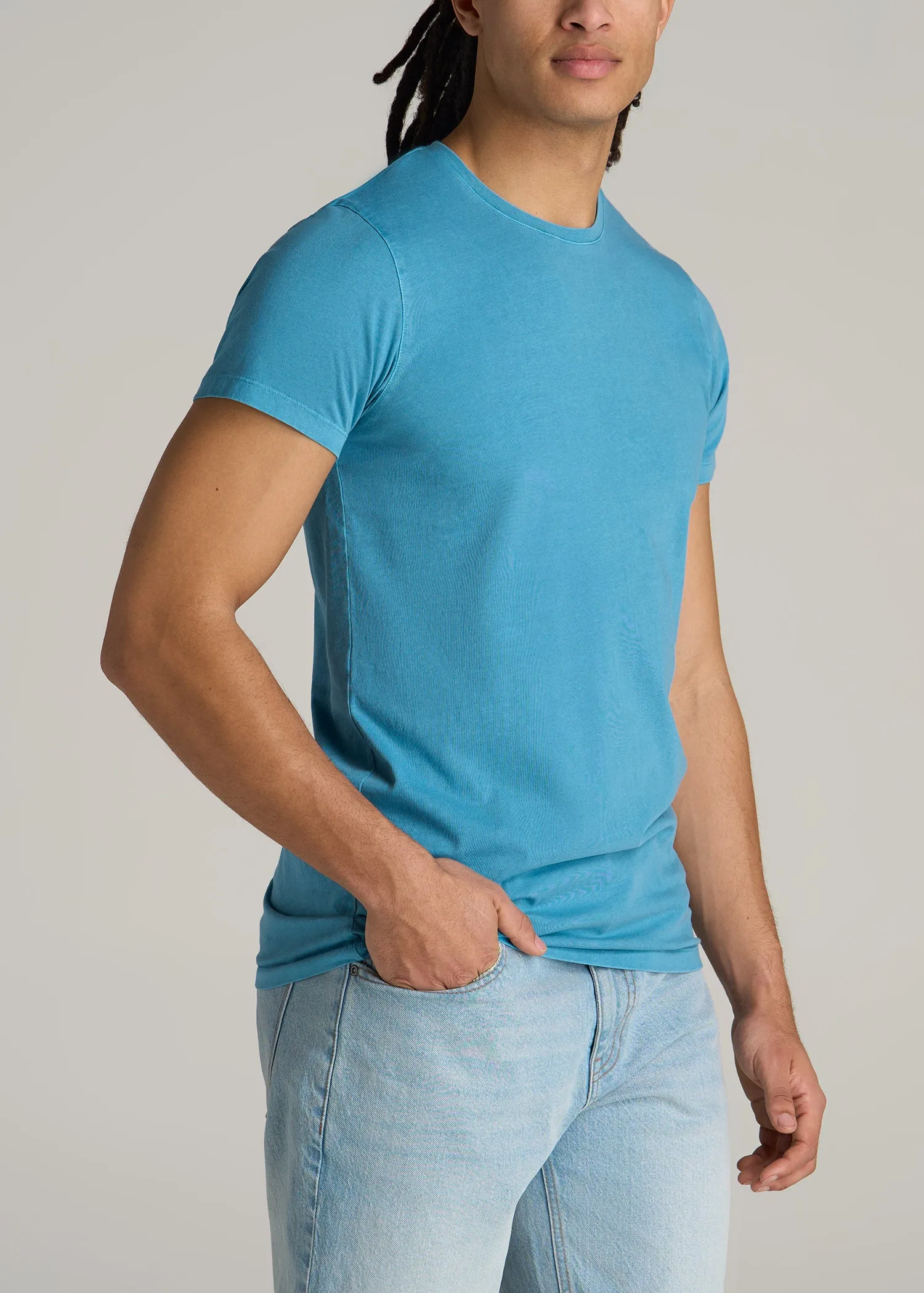 MODERN-FIT Garment Dyed Cotton Men's Tall T-Shirt in Turquoise Splash sold by American Tall product image thumbnail 3